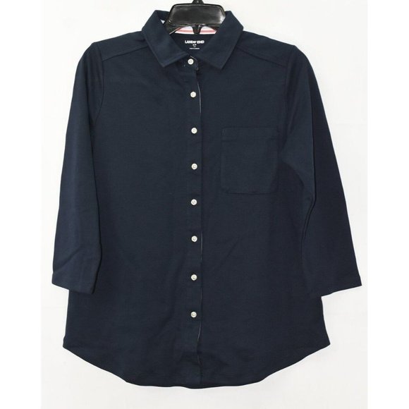 Lands' End Women's PS Petite 3/4 Sleeve Button Up Top, NwoT Y425AFA - Picture 1 of 6